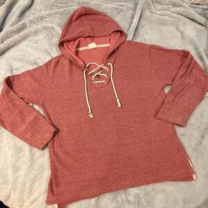 Southern Spirit Terry Lace-Up Pullover Hoodie Dusty Rose XL